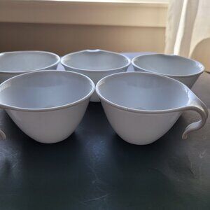 Vintage Corelle Stacking Coffee Tea Cups Hook Handles Small 5 Pcs White